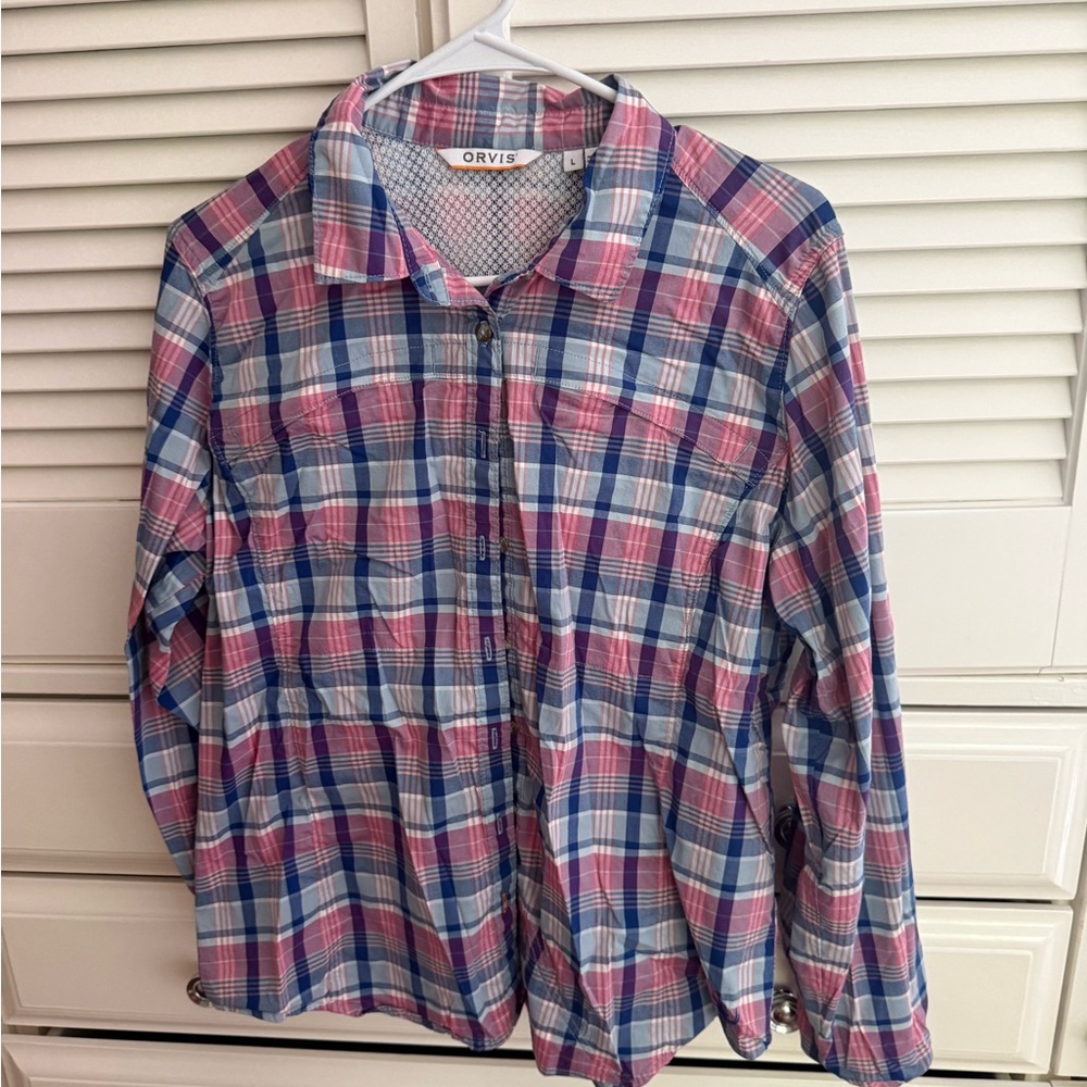 Orvis Blue and Pink plaid Fishing Shirt
